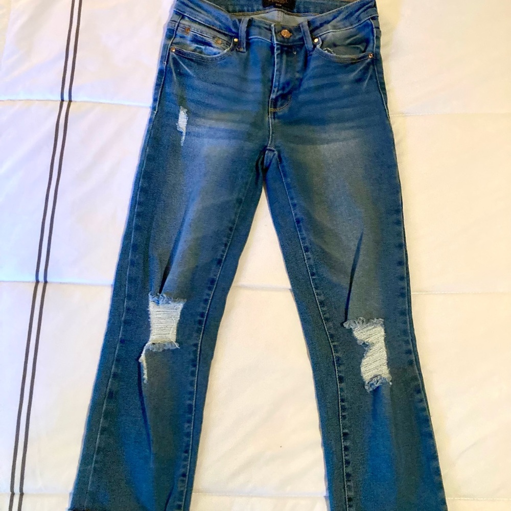 RACHEL Rachel Roy Blue Distressed Straight Leg Jeans